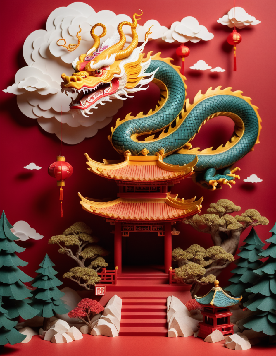 detailed dollp, plastic skin, detailed hair, smooth hair,
eastern dragon,chinese dragon,(solo:1.5),centered of dragon head,serpentine,majestic,pinetrees,paper lanterns,mountain,clouds,Spring Festival,Flat style,illustration,redbackground,high detail,high quality,completed
<lora:dolly-merge-xl_v1:1.5>
<reference: https://civitai.com/images/4594597>