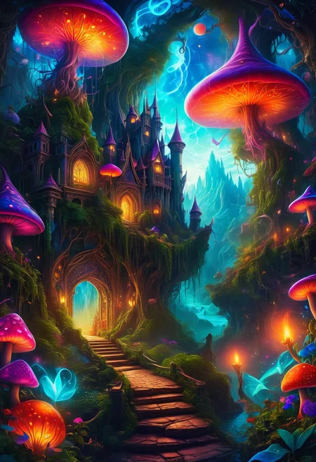fantasy drawing, fantasy painting, a fantastic fairytale scene unfolding in the realm of magic dreams! . dreamlike, mysterious, intricate, detailed, impressive details, enchanting, vibrant colors, cinematic atmosphere., exciting background, highly detailed, intrecate details, amazing lighting,