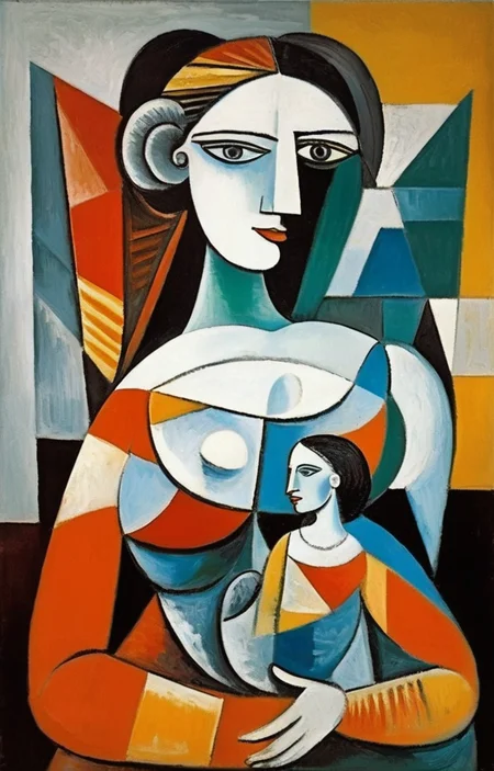 masterpiece,best quality,<lora:tbh296-sdxl:0.8>,illustration,style of Pablo Picasso, portrait of family