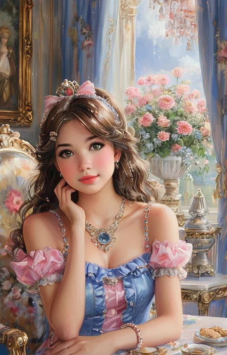 masterpiece,best quality,<lora:tbh343-sdxl:0.75>,illustration,style of Mario Buatta portrait of idolmaster cinderella girls,