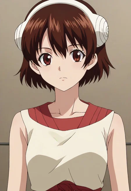 <lora:SlimesYuzuriha:1>, slimes_yuzuriha, woman, solo,short hair,brown hair,brown eyes,