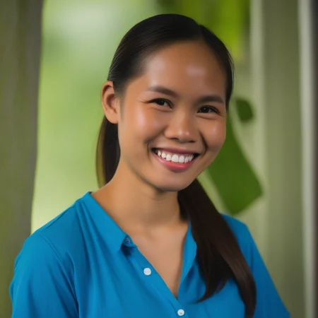 LL_FILIPINA, smiling at the camera, wearing a blue shirt