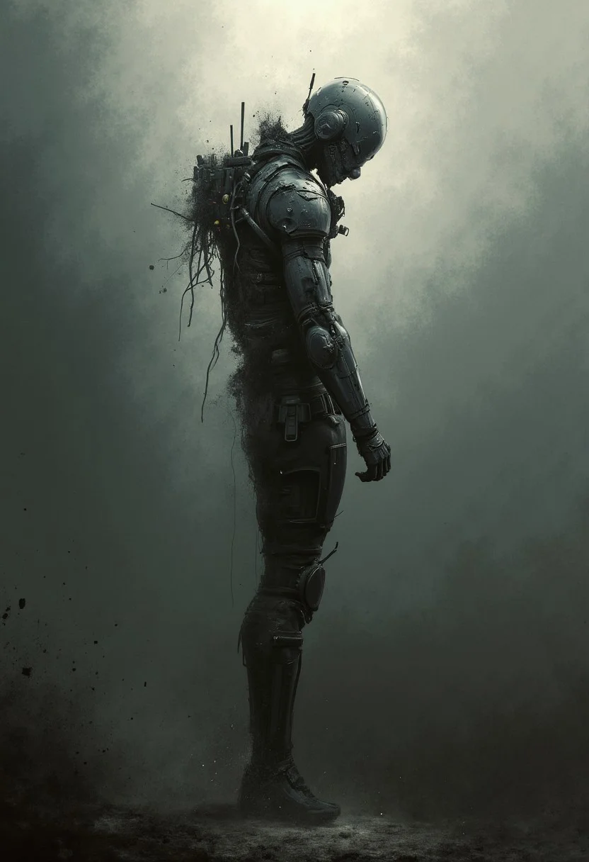 Daniel Hahn art, masterpiece, ArtStyle/Post romanticism. A combination of impressionism and digital painting. Post-apocalyptic romanticism, Impressionism/Expressionism, Conceptual art., Cyberpunk Theme,cinematic, godrays,