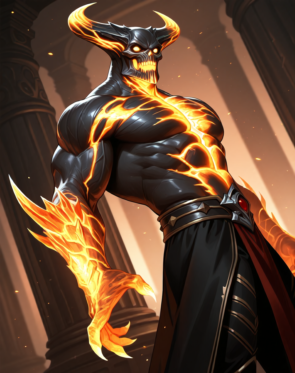 <lora:Corrupted_Shinnok_(Mortal_Kombat)_(Illustrious)_(AD):0.5> Corrupted Shinnok, muscular, Mortal Kombat,
dutch angle, interior, battleground, pillars with bladed spikes, dynamic action, dutch angle,
unstoppable end boss, video game screenshot, male chest focus, twisted torso, bent arm, 
BREAKvery awe, aesthetically pleasing, masterpiece, best quality, amazing quality, very aesthetic, perfect depth of field shot, masterclass color theory, in'ei, gradient style coloring, 
Smooth Quality, lazympos, IllustQualXL_Pos,