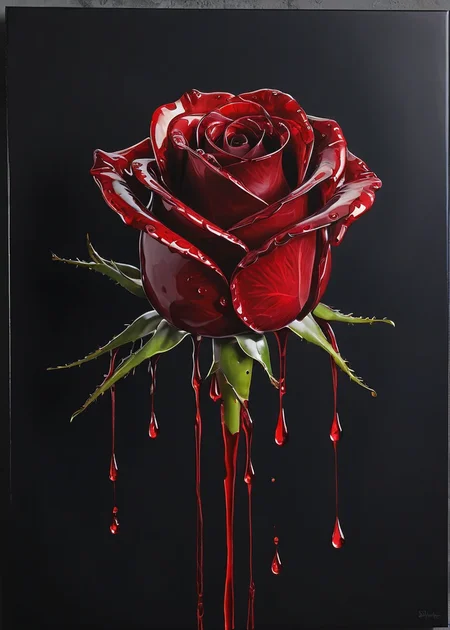 (acrylic painting:1.5), translucent, dripping red wine rose, waterdrops, fluently, detailed, simple black backgrund, <lora:sdxl_glass:0.5> <lora:Black_Goo:0.5> Black goo, (only uses 256 different shades in total), (brush strokes:0.6), medium contrast, (paint drips:0.5), stark, (dripping paint0.5), (splatters:0.5), (dramatic:0.4), (photorealistic:0.2)