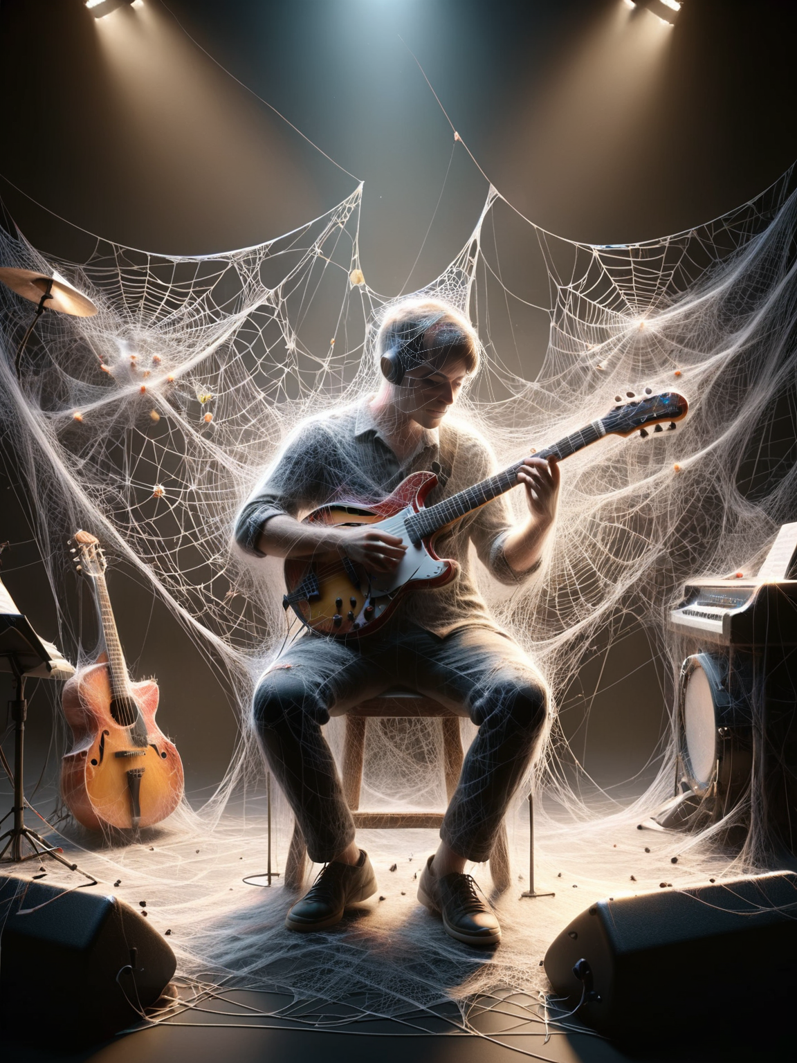 ais-webz musician, playing music on stage <lora:Cobweb_Style_SDXL:1>