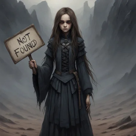 (((Ultra detailed, Megapixel)))
1girl, (((holding out a sign with number "NOT*FOUND"))), by charlie bowater and dan mumford and trevor Brown, hands, terror, gloomy, dark, blank face, no face, wasteland background, no mouth, no eyes, long hair