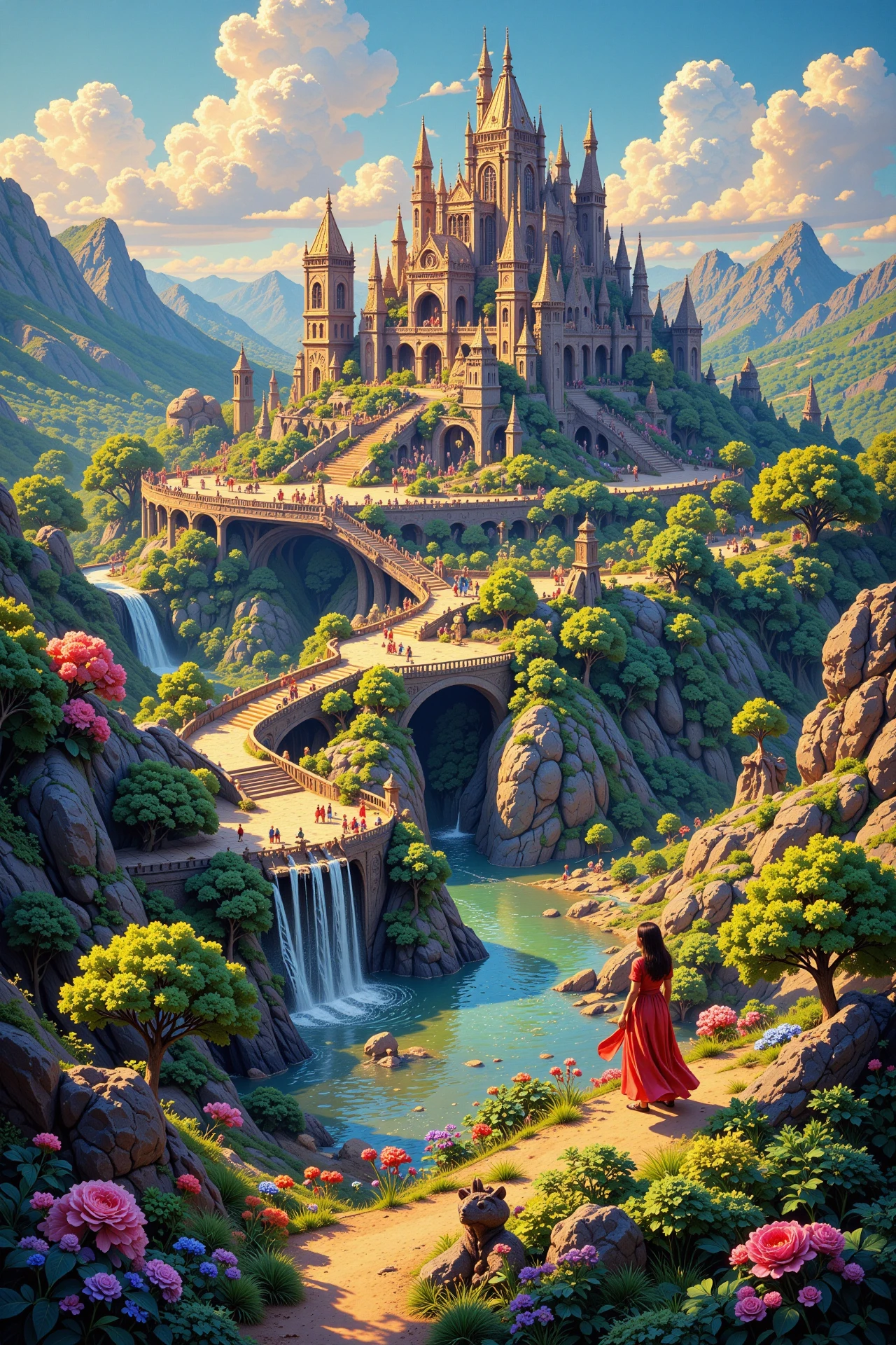 Xanadu magical kingdom beautiful  landscape, early morning, woman, very intricate, very detailed, sharp, bright, colorful, <lora:Hand v2:0.5> <lora:Anti-Blur:1><lora:Insane Detail Slider:0.25>  <lora:flux.1_lora_flyway_Epic-detail_v2:0.4> <lora:fluxenhancer:0.25> <lora:Saturday_Morning_Cartoon_Style_FLUX:1> Cartoon Style