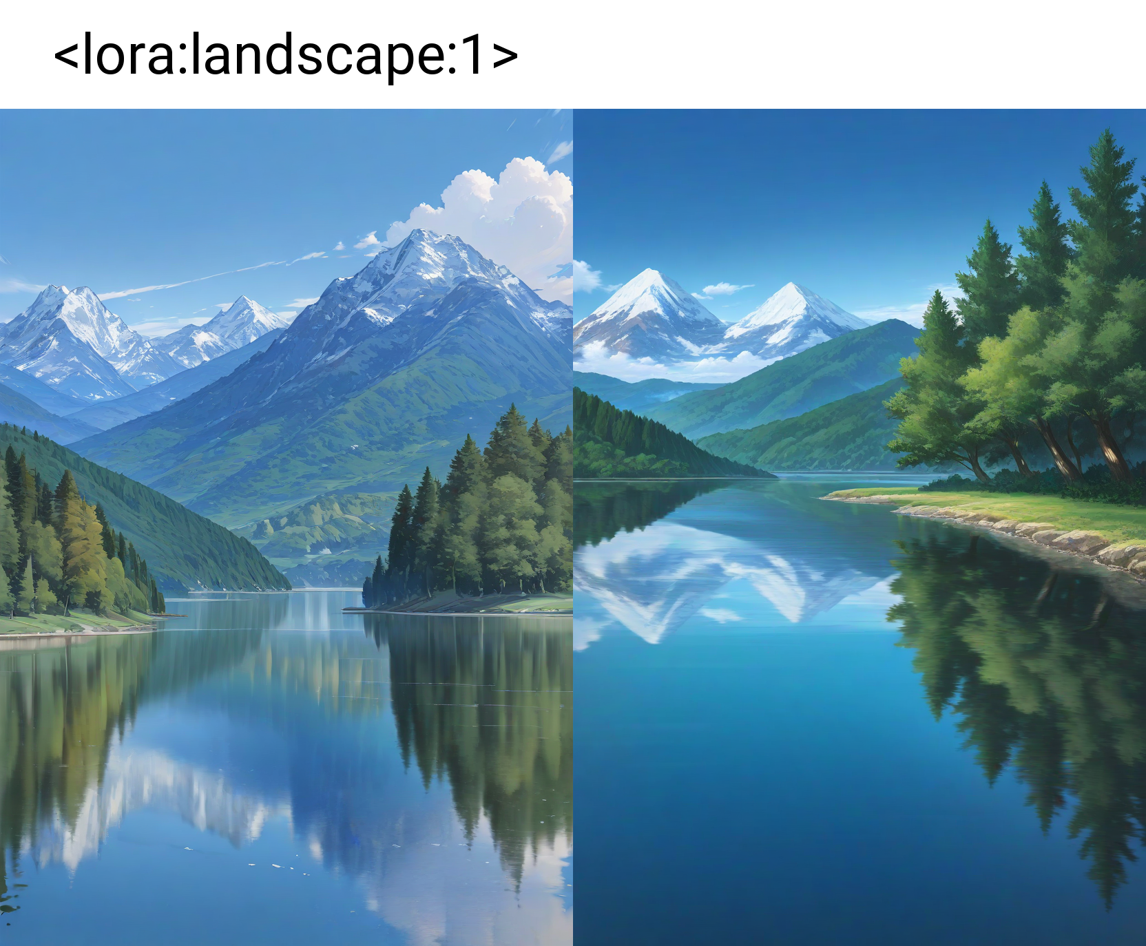 outdoors, scenery, reflection, no humans, tree, sky, cloud, mountain, day, lake, water, reflective water, blue sky, nature,
very awa,masterpiece,best quality,absurdres,newest,perfect quality,detailed background,intricate details,<lora:landscape:1>,
Negative prompt: EasyNegative,watermark,text,(bad anatomy:1.2),bad proportions,bad perspective,(bad quality, worst quality,low quality:1.2),(jpeg artifacts:1.2),lowres,blurred,duplicate,multiple people,multiple views,montage,cropped,error,extra digit,fewer digits,(text, subtitles, watermark, artist name, signature, logo, letterboxed, speech bubble),(monochrome, greyscale),3d,sketch,symbol,spoken,woman,girl,female,(deformed, distorted, disfigured),intertwined limbs,intertwined fingers,missing limbs,missing legs,missing arms,missing hands,extra limbs,extra legs,extra arms,extra hands,mutant limbs,mutant arms,mutant hands,mutant fingers,bulge,
Steps: 20, Sampler: Euler a, Schedule type: Automatic, CFG scale: 6, Seed: 2205634803, Size: 832x1216, Model hash: 1fece4700f, Model: homosimileXL_v30NAIXLEPSV11, Lora hashes: "landscape: 3900550ea5b1", Version: f2.0.1v1.10.1-previous-659-gc055f2d4