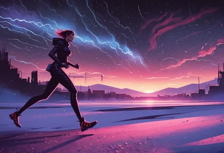 score_9, score_8_up, score_7_up, score_6_up, score_9, score_8_up, score_8, ultra-detailed, SH_Style, RobVal, 1man, seer, apex, apex legends, arctic, desolate, dark sky, aroura borealis, running, saturated colors, long jacket, full body, <lora:Sheeps_Styles:1.0>