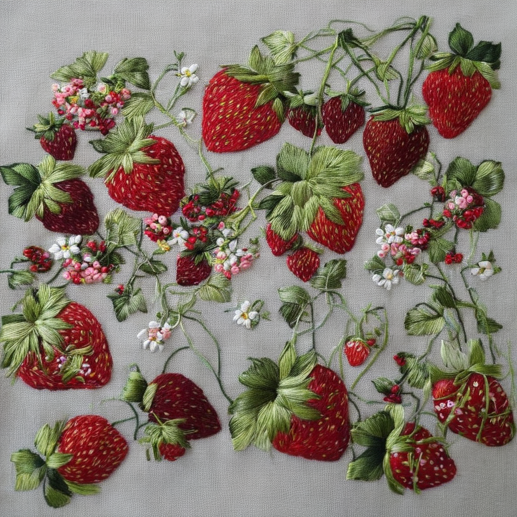 <lora:SDXL_embroidery_Sa_May_V8:1> embroidery,  strawberries