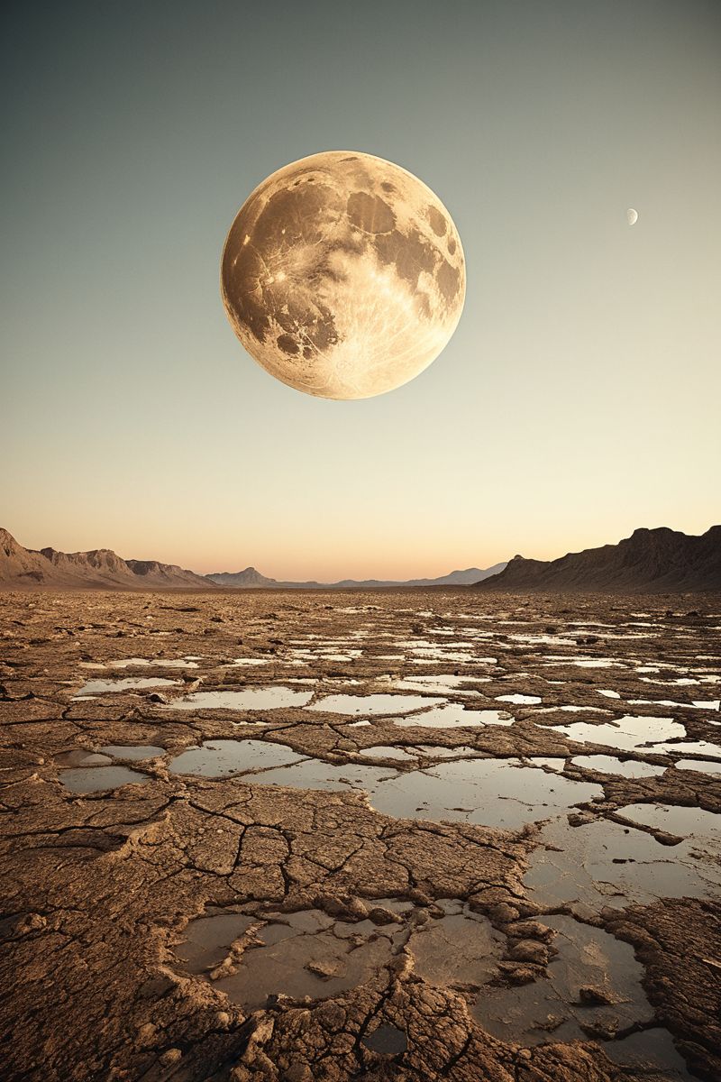 (((a large, cracked moon hanging in the sky over a desolate, lifeless wasteland.))), Soft Sepia, Vintage Nostalgia: warm lighting, sepia tones, soft focus, nostalgic ambiance, vintage elements, aged textures, timeless look, cozy atmosphere, vintage aesthetics, capturing history, nostalgic emotions, timeless scenes, artistic feel, storytelling through textures, professional technique, gentle light manipulation, vintage concept, nostalgic styling, timeless environment, surreal aesthetics, captivating narratives, intricate details, vintage landscape, editorial storytelling, warm glows, evoking nostalgia, pushing creative vision <lora:add-detail-xl:2> <lora:Cosine_freck:1>