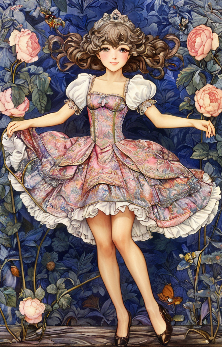 masterpiece,best quality,<lora:tbh192-sdxl:0.9>,illustration,style of William Morris portrait of idolmaster cinderella girls,