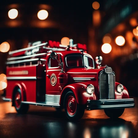 cinematic film still truckmaker retrofuturistic vintage  firetruck, view <lora:TruckMaker-SDXL-LoHA:-0.5>. night . shallow depth of field, vignette, highly detailed, high budget Hollywood movie, bokeh, cinemascope, moody, epic, gorgeous, film grain, grainy
