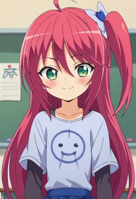 score_9, score_8_up, score_7_up, score_6_up, score_5_up, score_4_up , anime coloring ,BREAK source_anime, anime,screencap,
1girl, solo, douraku, blush, t-shirt, layered sleeves. blue skirt, <lora:PonyXL Douraku V3:1>
indoors, school, classroom, smile, upper body,