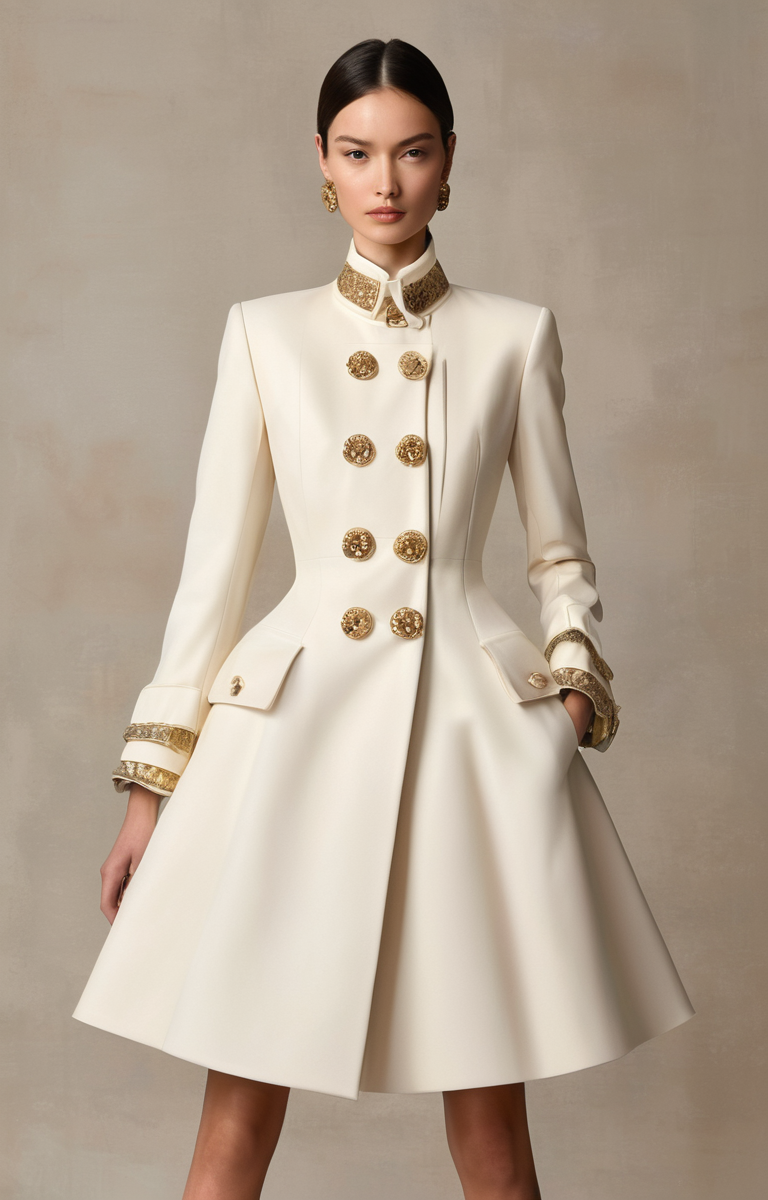 masterpiece,best quality,<lora:tbh361-sdxl:0.6>,illustration,style of Stefano Gabbana, Classic Dior 'Bar Jacket', structured silhouette, neutral tones, Parisian chic street style