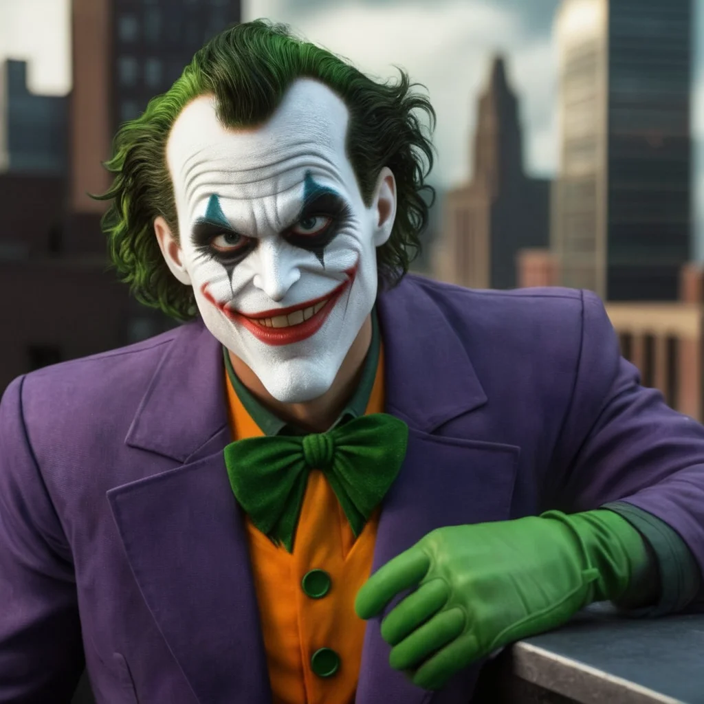 Hyperrealistic art of <lora:Batman The Animated Series Style:1.2>
In Gotham City a cartoon joker with his hands on a rooftop ledgeBatman The Animated Series Style, Extremely high-resolution details, photographic, realism pushed to extreme, fine texture, incredibly lifelike