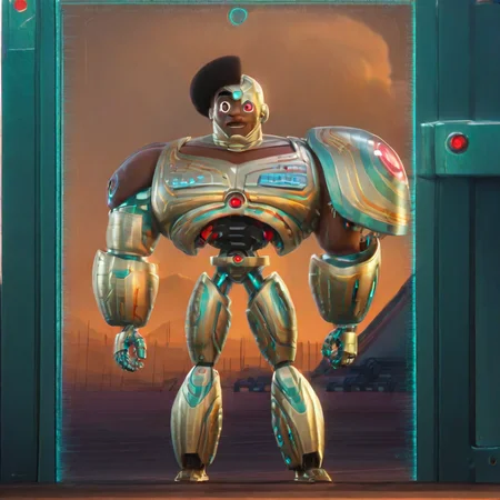cyborg, robot, solo, mecha, 1boy, science fiction, dark skin, male focus, armor, dark skin, score_9, score_8_up, score_7_up, score_6_up <lora:vinceteaa_020_04v2-step00000400r:1> good face, good eyes, looking at viewer, full body, standing,