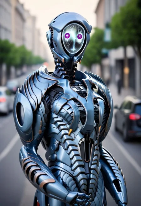 ((Image of a robot with a hatasking the viewer for directions about who cares about his opinion:1.3,elegant clothes:1.3)),holding a map,busy streets,blank faced robot,close up,solo focus