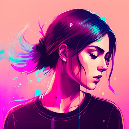 snthwve style nvinkpunk a woman by agnes cecile, luminous design, pastel colours, ink drips, autumn lights