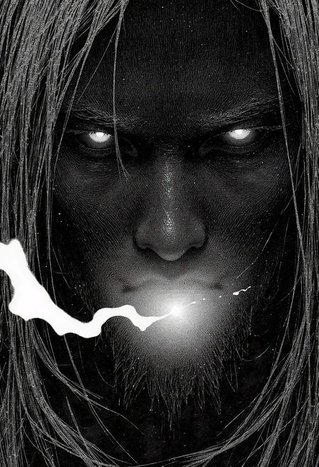 In a captivating, hyper-detailed monochrome manga sketch, the eerie and haunting extreme close-up of a male wizard's face takes center stage. The image is rendered in a macabre style with intricate textures that evoke porous surfaces, rubberized skin, plasma energy, steel structures, and elements reminiscent of the Cantor set and chaos theory. The wizard's eyes gleam with an otherworldly glow, while his features are accentuated by tanzanite highlights and talc-like details. The magical quality of the scene is further emphasized by a shimmering, sparkling energy emanating from the subject's being. This captivating manga sketch utilizes 3D printing techniques to create an intricate, visually arresting image that embodies both the fantastical and the sinister aspects of its subject matter., <lora:test2-000013-nistyle:1.0> Nistyle,<lora:Wiz-Arcana-Spectral_Glow:0.6> spectral glow, chromatic grain, motion blur, diffuse silhouette, light leak effect, prism effect, inverted negative film, ethereal <lora:Victorian Photograph e377b7657231499e9165dad83cdeb312_pytorch_lora_weights:0.5> VCTRN