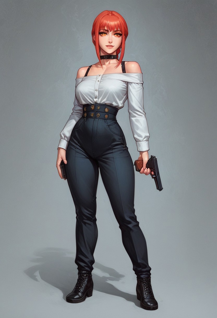 score_9, score_8_up, score_7_up,  masterpiece, best quality, very aesthetic, cinematic lighting, 1girl, makima (chainsaw man), chainsaw man, beautiful eyes, perfect face, chains, shadows, dark horror, neon cyberpunk,  <lora:Expressive_H-000001:0.8>, expressiveH  <lora:Pony_DetailV1.0:0.9> <lora:nostalgia-000011:0.9> retro
((full-clothed)), ((long big pistol in hands, handgun in hands)), medieval style
BREAK 
strange world background score_9, score_8_up, score_7_up, score_6_up, source_cartoon, rating_explicit, Expressiveh, (((((full body))))), dynamic pose