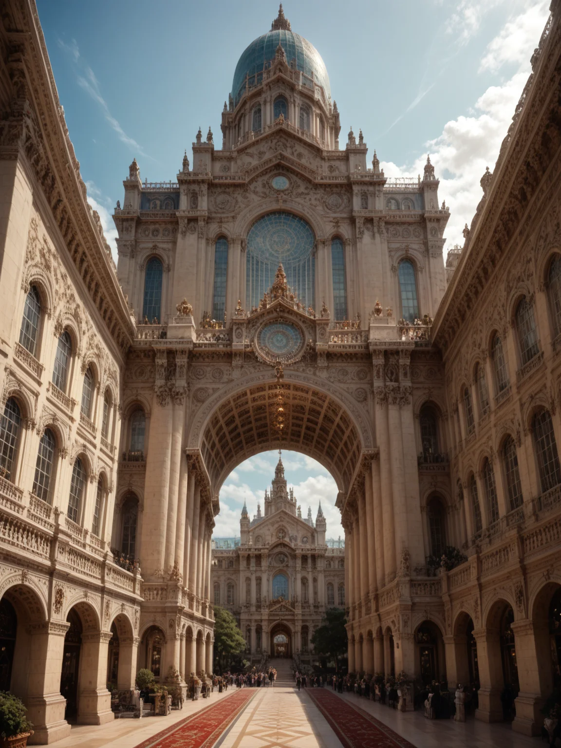 Art Deco style score_8-up, score_7_up, low angle view, impressive scenery, general view, massive monument, majestic building with perfect architecture, straight lines, perfect contrasts, detailed dark shadows, lossless details highlights, innovative composition <lora:Majestic-Fantasy-Architecture-V2_ponyXL_LOREVER:0.7> mafarch, outdoors, geometric shapes, bold colors, luxurious, elegant, decorative, ornate, geometric shapes, bold colors, luxurious, elegant, decorative, symmetrical, ornate, detailed
