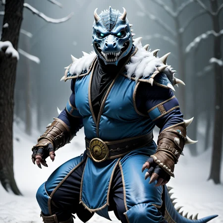 <lora:person_XL_chonkasaurus:0.5> photograph of (chonkasaurus:1), dressed as a (subzero from mortal kombat:1.25)
