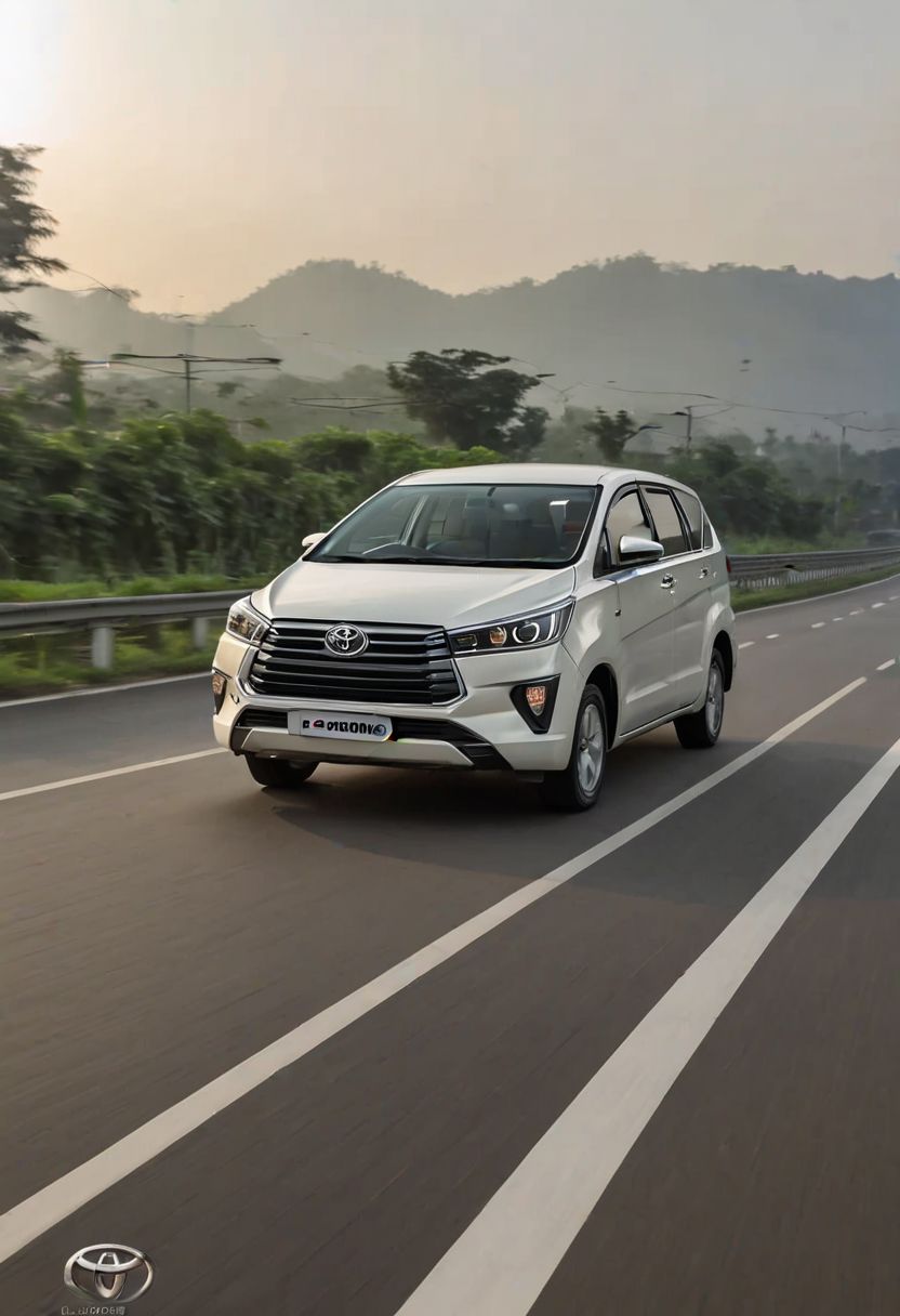 Toyota Innova, morning dawn, highway, fast speed