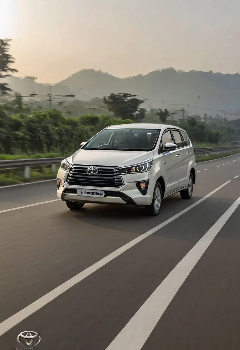 Toyota Innova, morning dawn, highway, fast speed