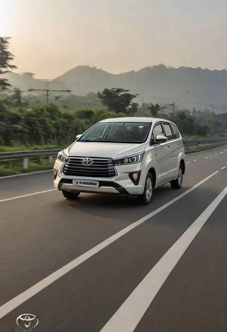 Toyota Innova, morning dawn, highway, fast speed