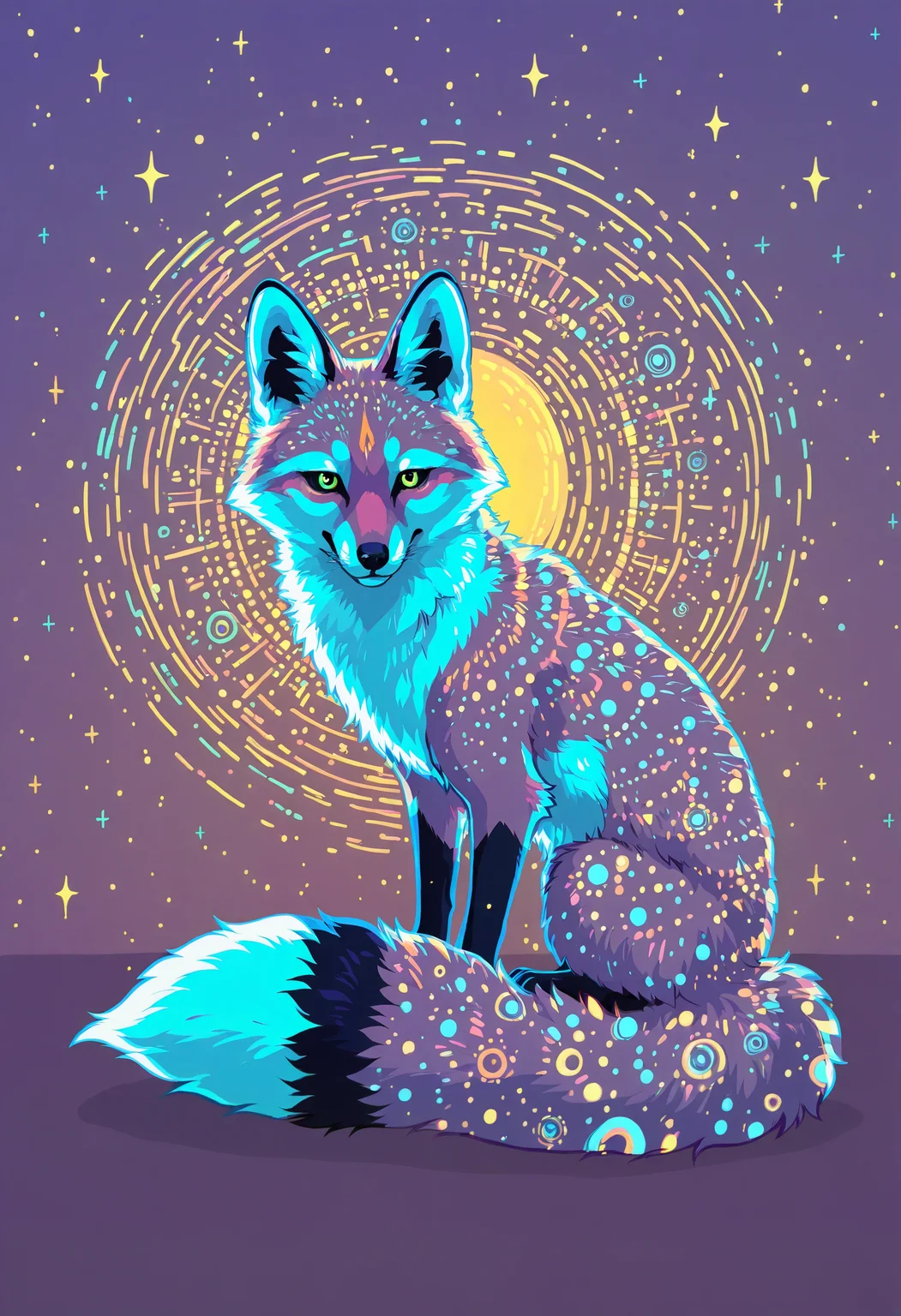 fox, solo,no humans, trippy