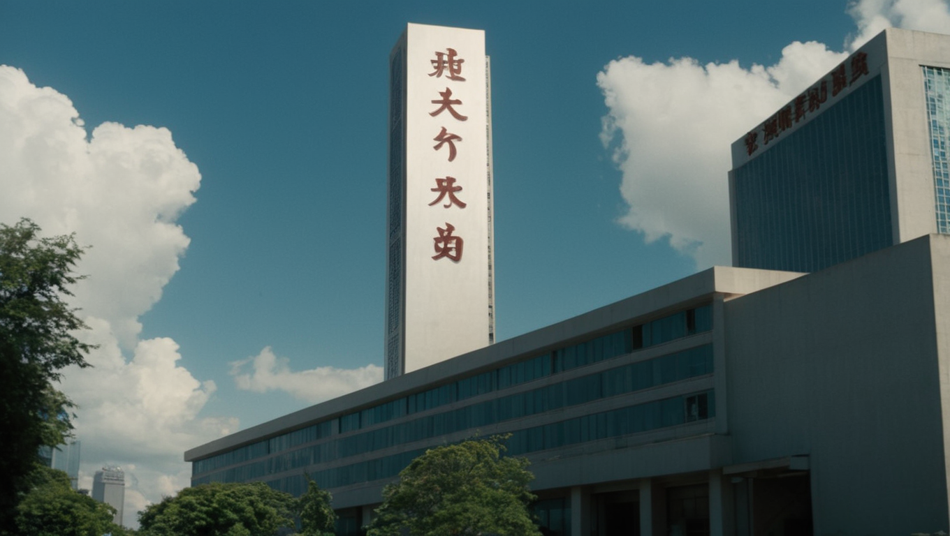 cinematic film still of  <lora:Chiaroscuro Lighting Style:0.5>Chiaroscuro Lighting Style
 <lora:Kodak Motion Picture Film Style v4:0.4>Kodak Motion Picture Film Style
 <lora:Bible Black style:0.2> (((realistic)))
a large building with a sign on the front of it,outdoors,sky,day,cloud,blue sky,no humans,window,building,scenery,city,chinese text eroge,anime,manga,nsfw,cartoon,Adult animation,explicit,Original video animation, Baiburu Burakku style, Bible Black style, shallow depth of field, vignette, highly detailed, high budget, bokeh, cinemascope, moody, epic, gorgeous, film grain, grainy