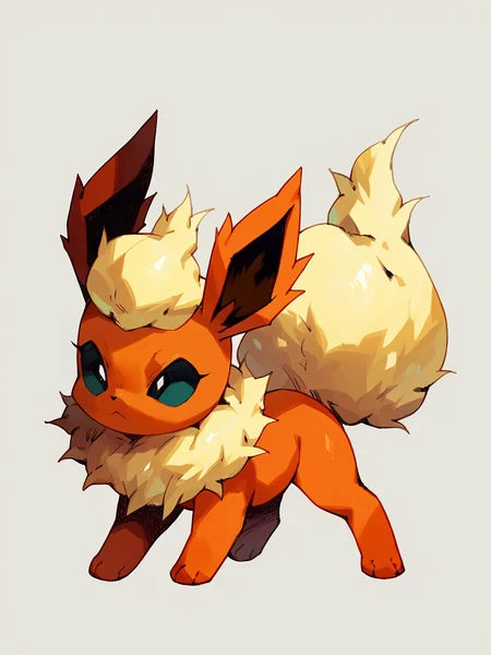 score_9, score_8_up, score_7_up, score_6_up, score_5_up, <lora:bkomadoriXLP:1> bkomadori, solo, flareon,