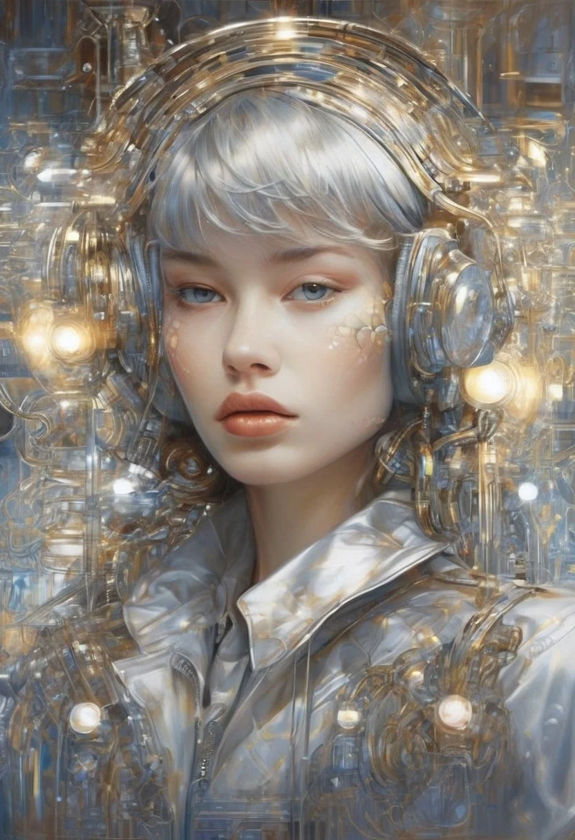 by Hajime Sorayama and Lois van Baarle in the style of Georgina Goodwin, rpg portrait, fantasy, magical, photograph <lora:rpg_portrait:2.00>