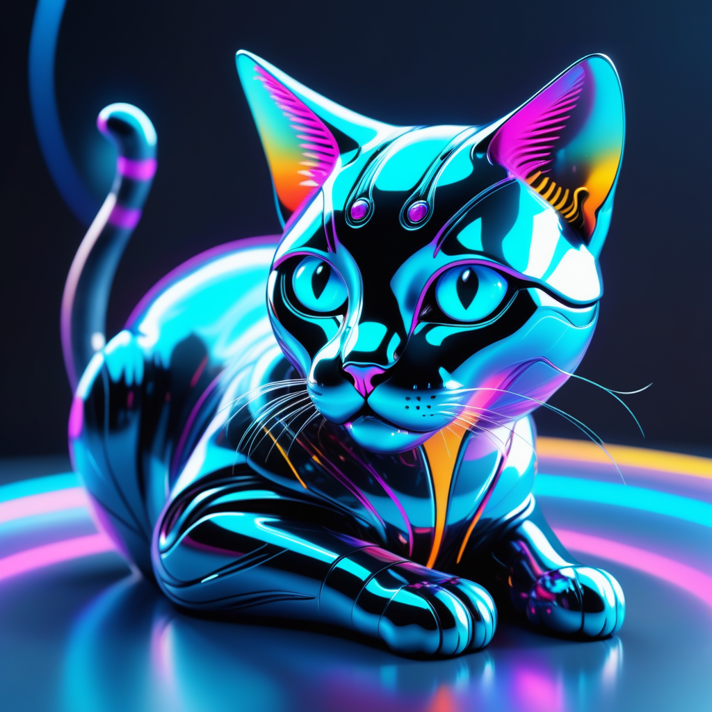 a cat made out of Jed-CyFut , full of details , positive emotional    <lora:CyberFuturisticStyle:0.5>