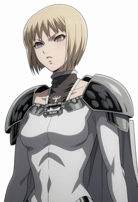 score_9, score_8_up, score_7_up, source_anime, BREAK , 1girl, solo,, white background, upper body, <lora:DX888Clare:1>clare, bodysuit, cape, pauldrons, grey eyes, medium breasts, ,dynamic pose, anime screencap,