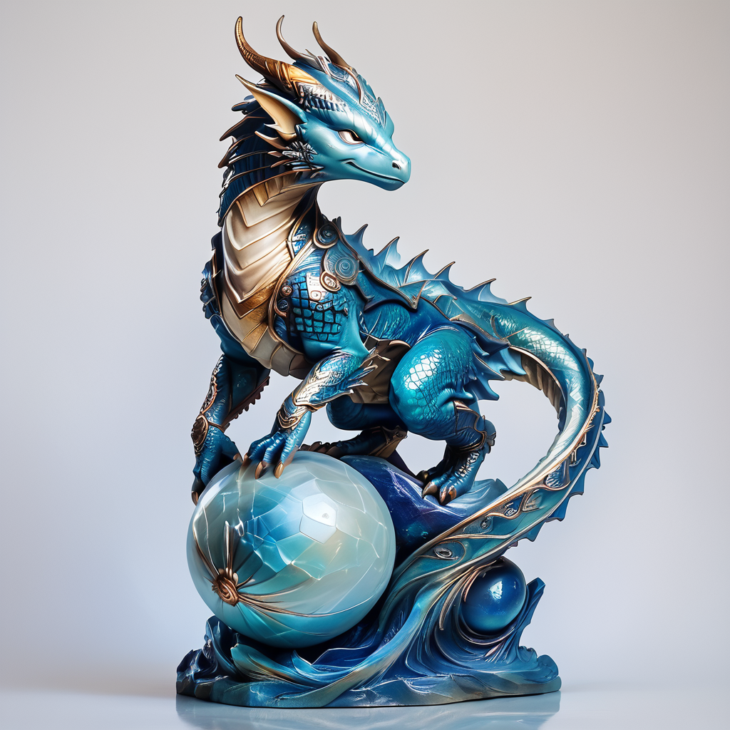 Score_9, score_8_up, score_7_up, score_6_up, <lora:VinylStatuePony:1>  ArsFigurine, Vinyl statue, Detailed dragon curled around a crystal ball