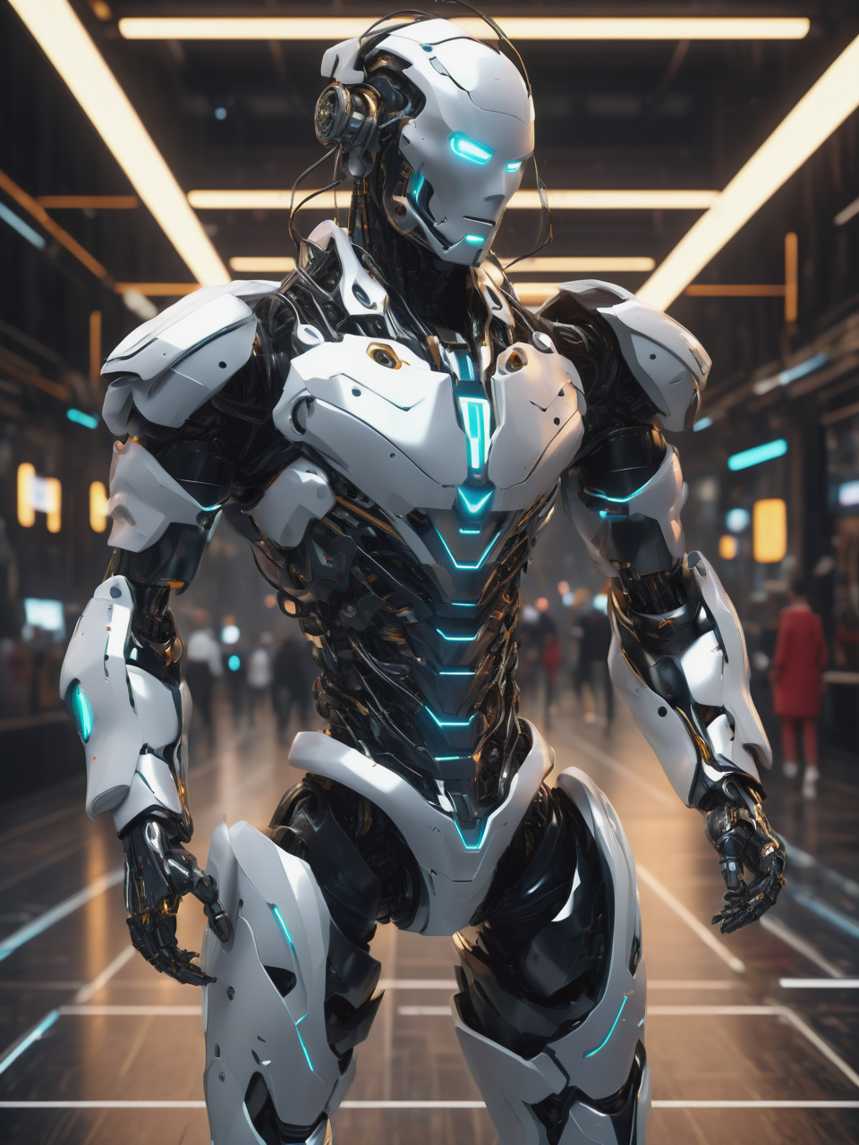 ((best quality)), ((masterpiece)), ((realistic,digital art)), (hyper detailed), upper body clothing,  Robotic Synthetics, Jagged,, Luxury Vinyl Tiles, Spaghetti Straps, Midi Length, High Waist,  Pockets,  , lower body clothing, Quantum-tech Weave, , Satin, Slim Fit, Drop Waist,  Patches,,Cold Shoulder Design,  , octane rendering, raytracing, volumetric lighting, Backlit,Rim Lighting, 8K, HDR,  <lora:add-detail-xl:.8>
