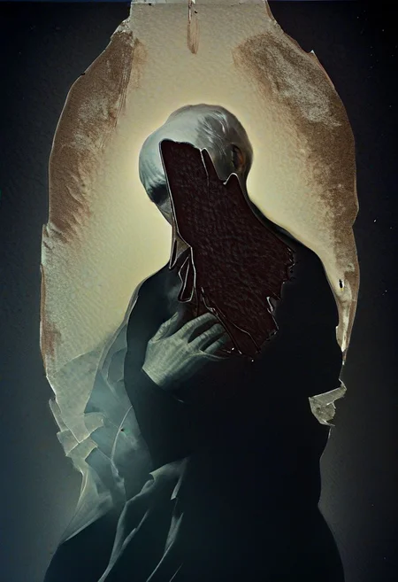 painting of an older man and his adult male lover, spark ignites, tortured souls, peacefulness, revelation, surreal dark smeared background, black and gold mutations tears in fabric , separation of colors, in the style of nicola samori <lora:DarkAnime1:1> <lora:HorrorArt(1):1.2>, glow effects, godrays, Hand drawn, render, 8k, octane render, cinema 4d, blender, dark, atmospheric 4k ultra detailed, cinematic sensual, Sharp focus, humorous illustration, big depth of field, Masterpiece, colors, 3d octane render, 4k, concept art, trending on artstation, hyperrealistic, Vivid colors, extremely detailed CG unity 8k wallpaper, trending on ArtStation, trending on CGSociety, Intricate, High Detail, dramatic, absurdes, a realistic baroque bedroom, white canopy over bed, white drapes, damask patterns, intricate details, in the style of Vittorio Matteo Corcos