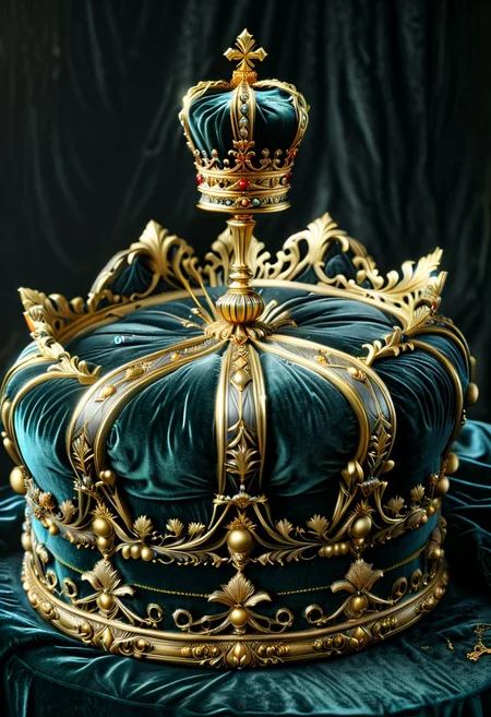 (masterpiece)
a crown on soft velvet,
ebonygold,
HDR, ultra realistic, 8k, intricated detail, trending on artstation,