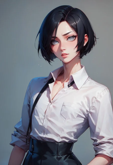 score_9, score_8_up, score_7_up, 1boy, femboy, otoko no ko, short hair, bob cut hair, black hair, grey eyes, gray eyes, feminine face, toned body, Shelly, business attire, highly detailed, intricate, zzCitronCAT, pose, modelshoot