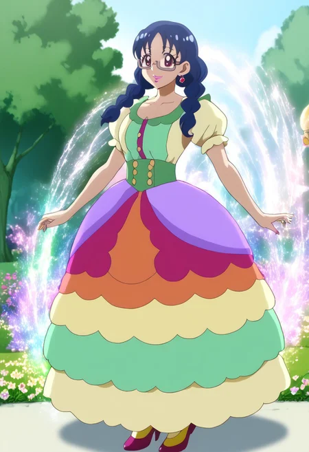 [score_9, score_8_up, score_8, score_7_up, score_6_up, score_5_up, score_4_up, source_anime, in focus + sharp focus, best quality, masterpiece, highly quality, absurdres, intricate detail + accurate details,Expressiveh,gideonscorral,by hataraki ari,lusci0usgals,nipplicious], BREAK, 
1girl, solo + female focus, yui, kawaii, lipstick, BREAK, earrings, rainbow dress, very aesthetic, no norm, glittering, glimmering, outdoors, multicolored flowers, outdoors, field of flowers, beautiful garden, rainbow ring, full body ,rainbow splash, rainbow water, action pose, smile beam, happy, soft lighting,