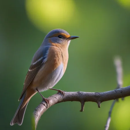 close-up A little bird on a tree branch, ultra detailed, cute, natural sunlight, forest environment, best quality, professional photography, masterpiece, life-like, taken with Canon EOS R5 Camera, 8k