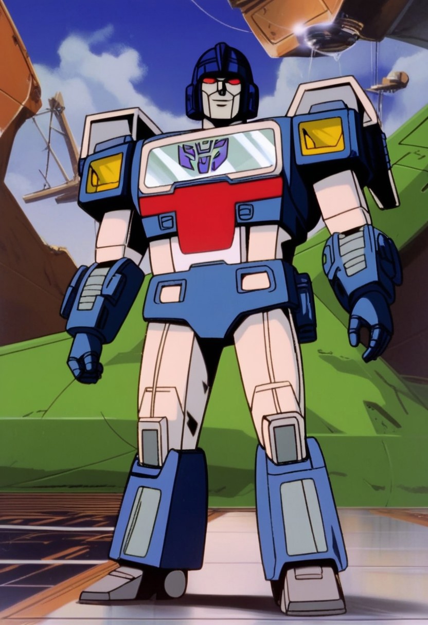 score_9, score_8_up, score_7_up, animation, transformers, 1boy, robot, decepticon, short, bulky, scientist, glowing eyes, red eyes, large eyes, circular eyes, white armor, ((solar panels)), transforms into mars rover, full body, cowboy shot, smiling, holding syringe, wheels on back, Monocle,