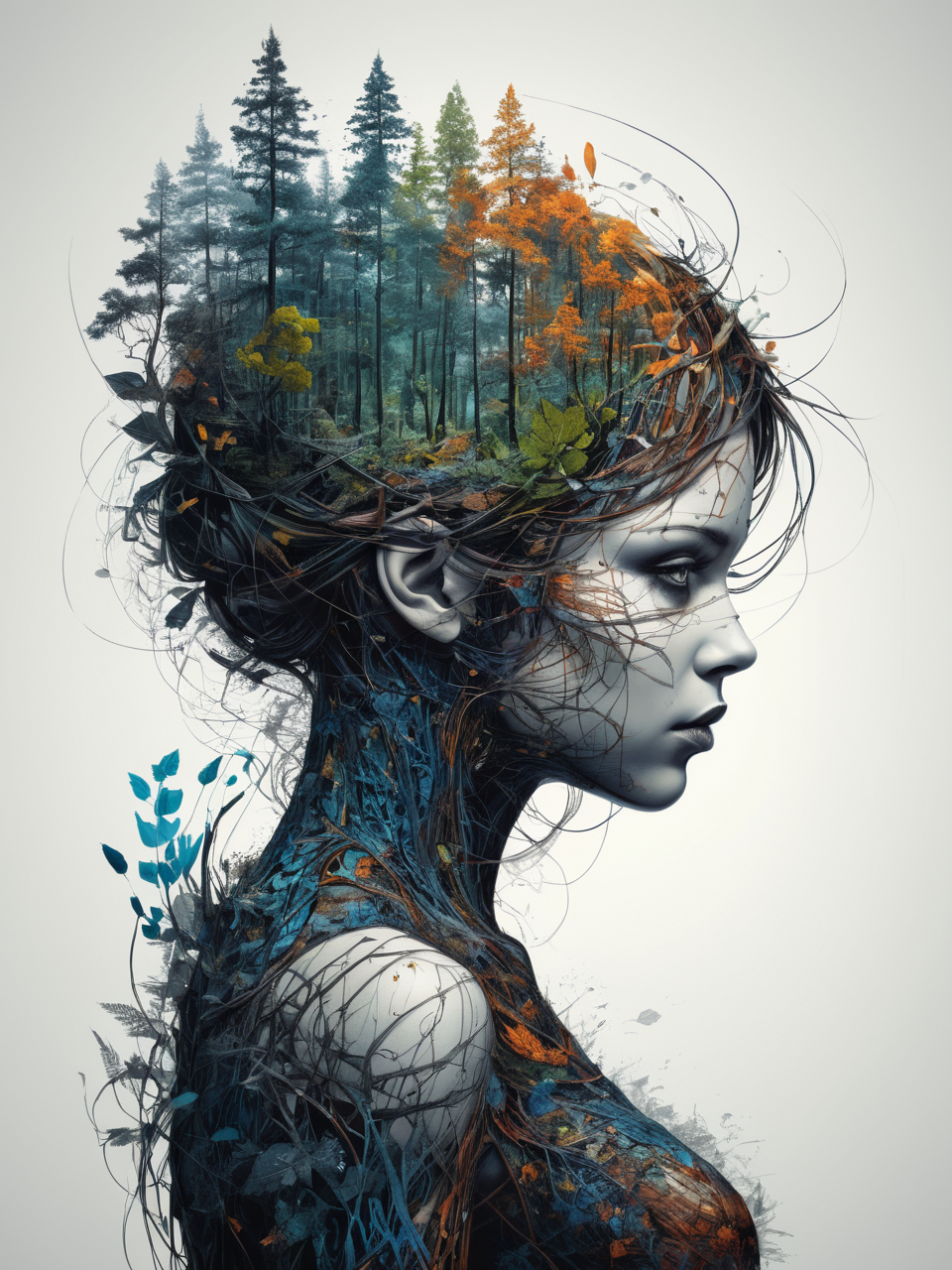 mysterious silhouette forest woman, by Minjae Lee, Carne Griffiths, Emily Kell, Geoffroy Thoorens, Aaron Horkey, Jordan Grimmer, Greg Rutkowski, amazing depth, masterwork, surreal, geometric patterns, intricately detailed, bokeh,  perfect balanced, deep fine borders, artistic photorealism , smooth,  great masterwork by head of prompt engineering   <lora:add-detail-xl:2>  <lora:Double_Exposure:0.1>