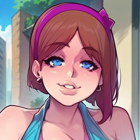 score_9, score_8_up, score_7_up, <lora:s1dn3y:1> s1dn3y,1girl,solo,pink headband, looking at viewer, front view