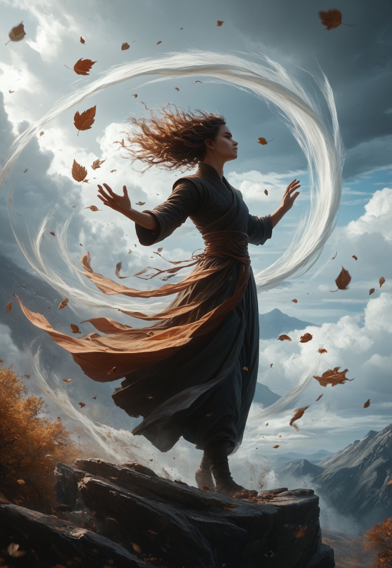 score_9, score_8_up, score_7_up, ((( best view )))
,
((( Airmagmb, wind, leaf, Sky, cloud, windswept hair)))
,
(( 1girl, solo, beautiful, elegant, ))
,
((( Wind vortex,)))
,
((( Mountain, standing on rock )))
,
(( ))
,
(( ))
,
(((  )))
,
()