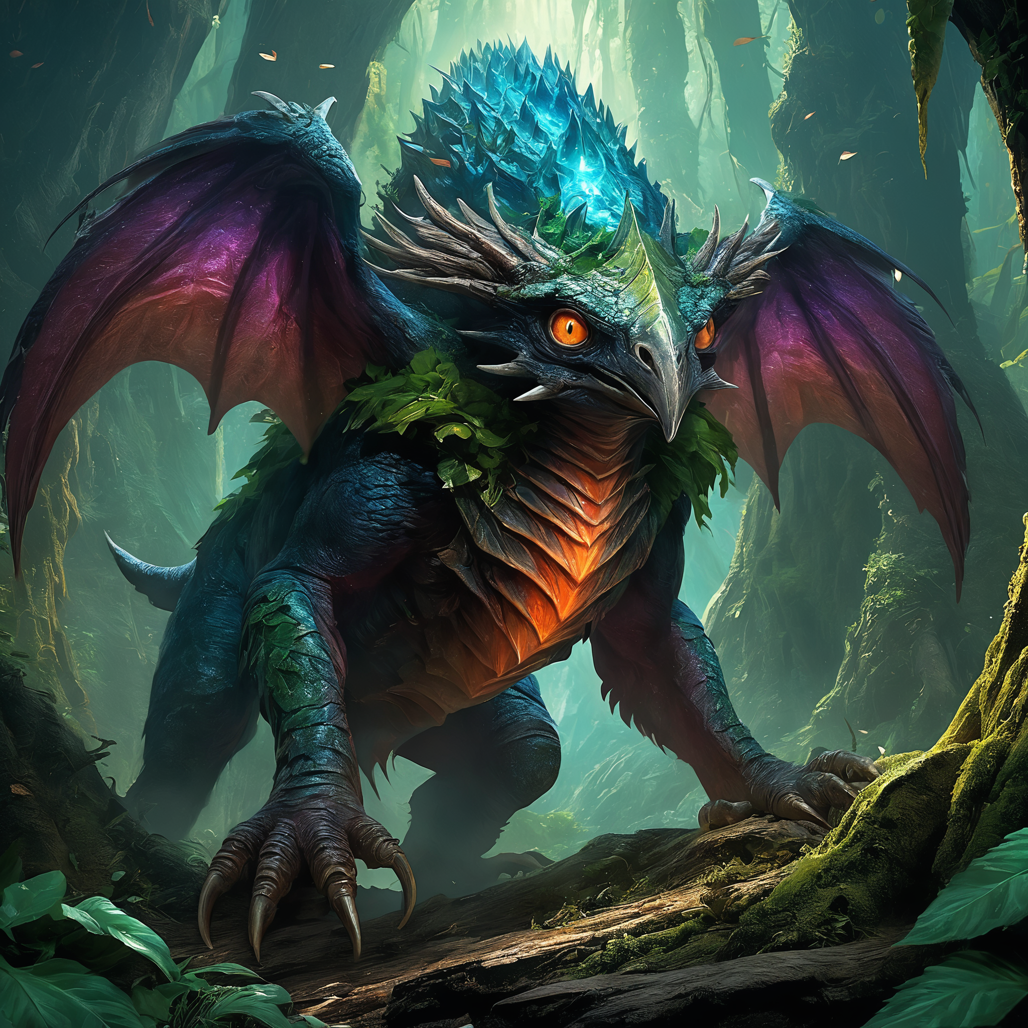 <lora:add-detail-xl:2.0>, thomas baxa, detailed expressive eyes, fantasy style, depicted is the inert bladeyoink, in the lush interjingled lands of the accursed planet niflhalla, this slow and bumbling creature is grimegobbering a dreggering wibbledyme and attempts to balance atop stacks of crunkeling hobblegrompf while surrounded by happily bouncing spined nuzzlegrumbos, dark fantasy, colorful, masterpiece, best quality, professional artwork