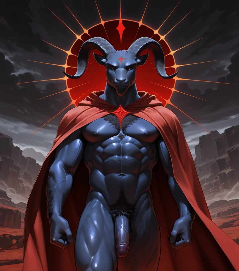 <lora:Goat_(Illustrious)_(AD):0.85> goat, muscular,
exterior, dark fantasy landscape, black clouds, thick fog, ethereal lighting, dynamic lighting,
dutch angle, perfect proportions, goat headed, colored furry body, cloak, cult robes, dark fantasy style, Satanic, suggestive eroticism, ritualistic scene, feral furred body, feral goat demons, multiple characters, Satanic theme, desecrating sacred land in the name of Satan, radiant body, smug condescending smile, smile lines, black blue body, black blue skin, alpha male, manly body hair, cowboy shot,
EZRealPONYXL, zPDXL, zPDXLxxx,